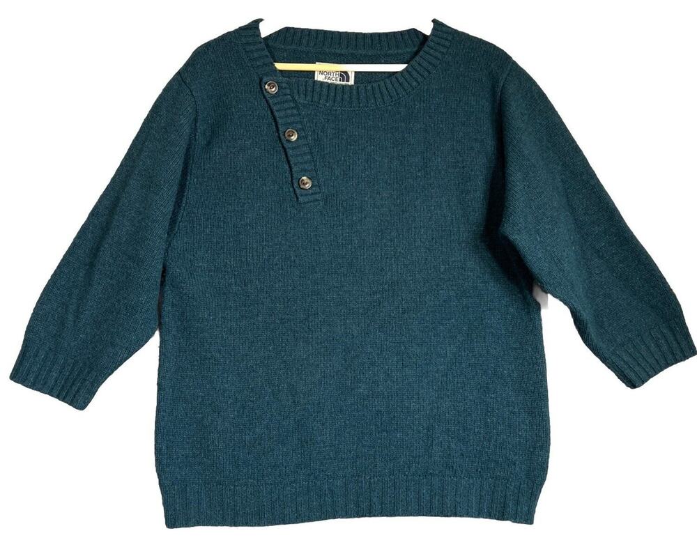 The North Face Sweater Green Medium Wool Blend Willow Grove Button Dolman Sleeve